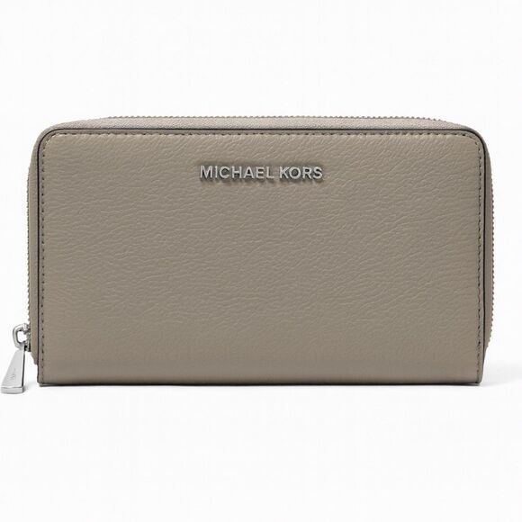 Michael Kors Handbags - Michael Kors Gray Pebble Leather Zip-Around Wallet Clutch Classic